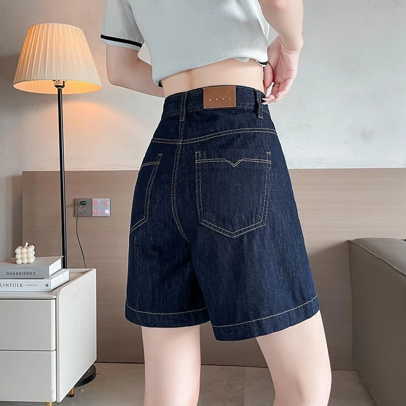 牛仔短裤女2025年夏季新款防褪色a字宽松显瘦高腰阔腿热裤子薄款