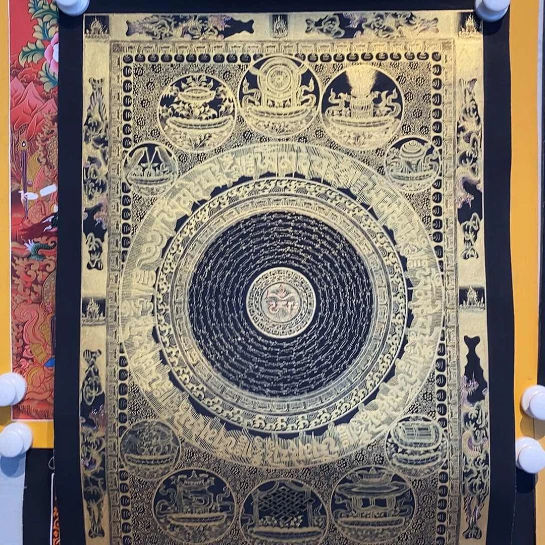囍***-卷轴画纯手绘唐卡八宝六字60✖️45厘米左右