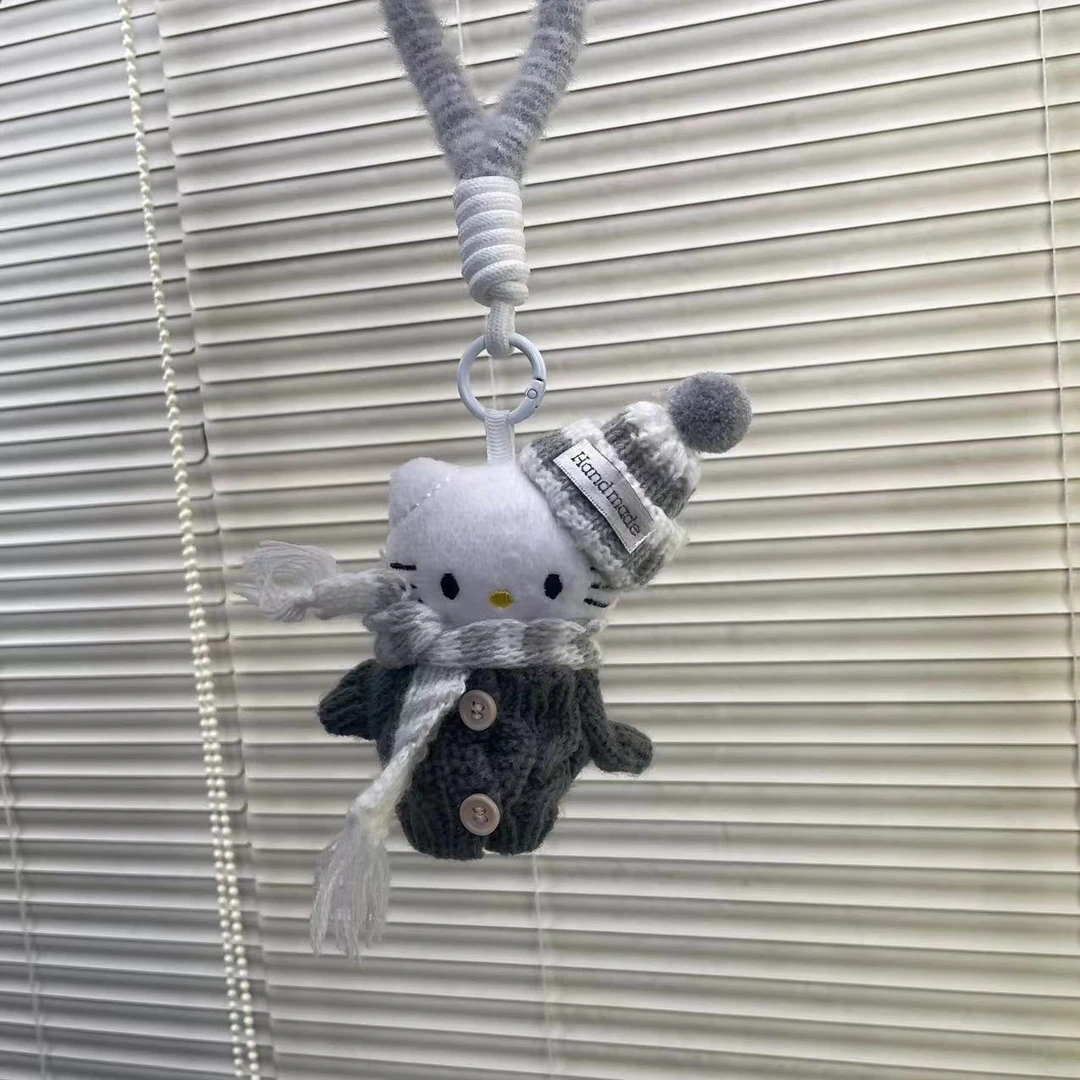 灰色kt猫包包小挂件围巾衣服可拆卸