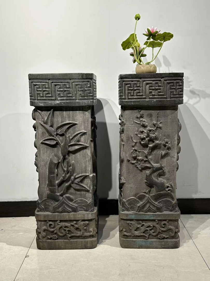 中式复古青石花架雕刻浮雕不包邮