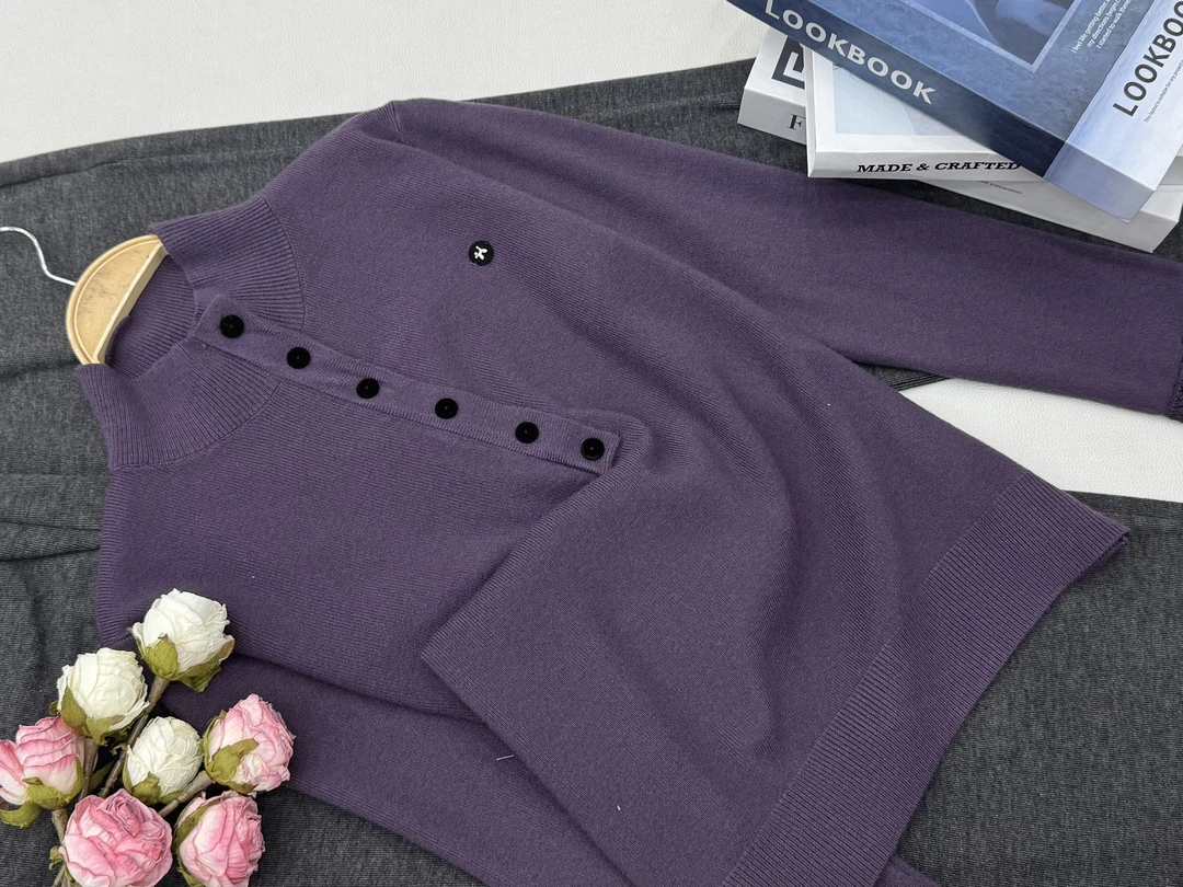 【紫色特殊袖套头】早秋新款时尚长袖针织上衣QC5809