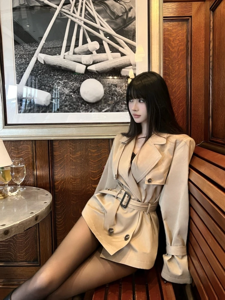 韩版高级感风衣外套女2025春秋新款英伦风小个子收腰气质短款大衣