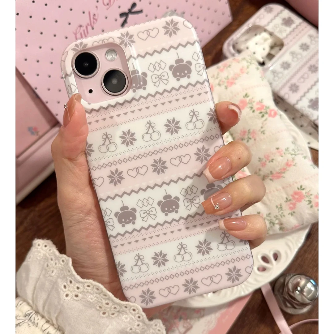 ins粉色费尔岛适用iPhone苹果16/13手机壳15软14华为vivo小米oppo