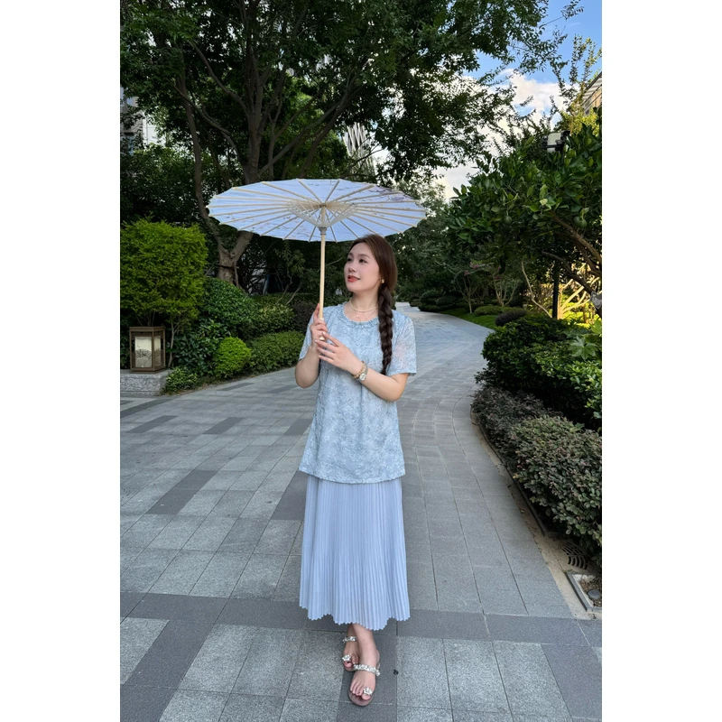 NANJIE/楠姐【虞美人】新中式改良重工拼接显瘦连衣裙XNS6482