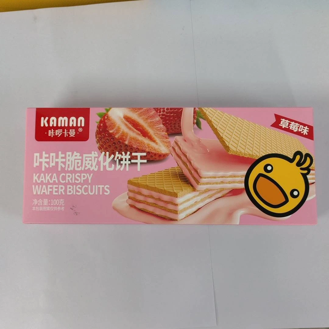 咔啰卡曼 草莓味咔咔脆威化饼干 100g/盒办公室零食