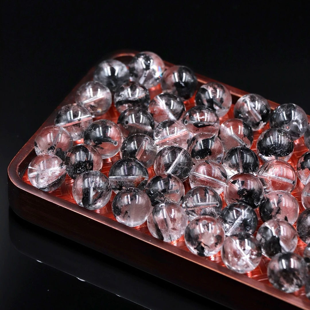 天然消磁黑闪灵钻水晶单珠-约17mm-多样性发一个