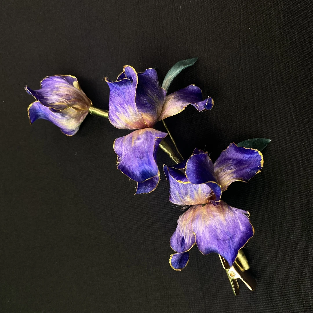 【紫罗兰】非遗绒花紫色鸢尾花纯手工古风发簪素款明制百搭簪子