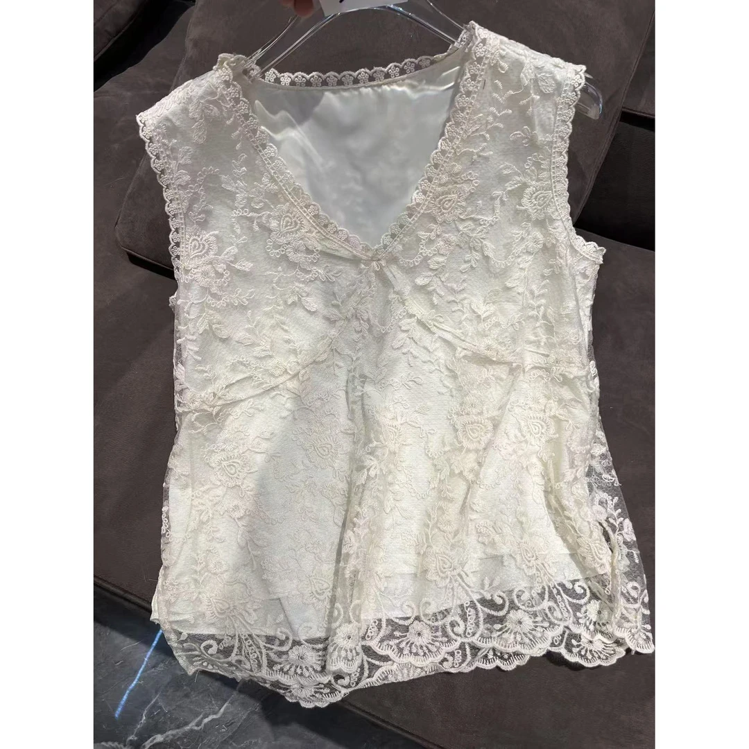 [木木严选]早春新款大码女定制时尚百搭内搭外穿款蕾丝背心250118