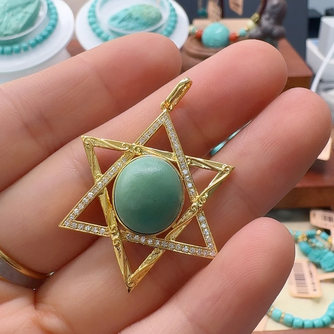 绿松石18K金镶嵌珠宝半成品