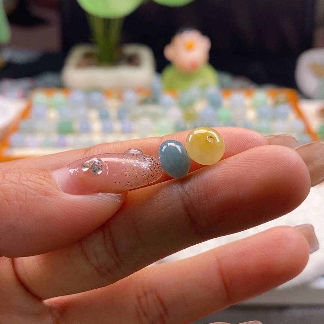 翡翠散珠天然翡翠一对8