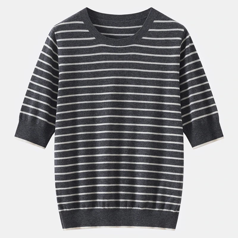 S·Y·C【简约百搭】新款复古条纹短袖T恤圆领短袖
