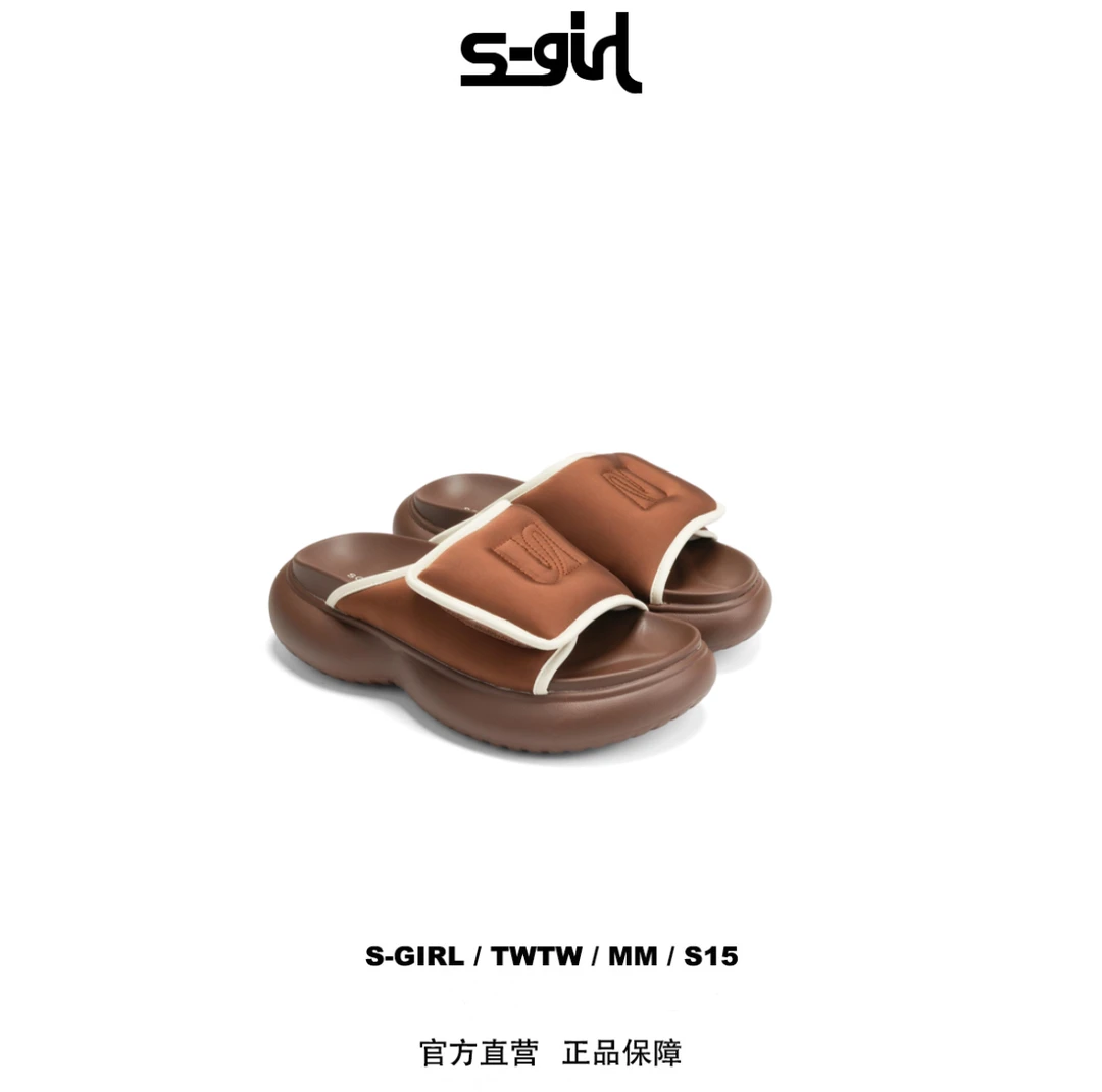 SGIRL TWTW【C338-1】夏季新款超大魔术贴厚底轻便百搭露趾凉拖鞋