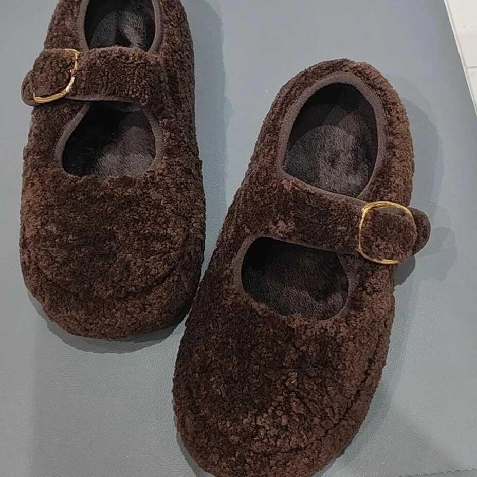 677-2Bfb秋冬新款玛丽珍休闲风羊羔毛棉瓢时尚百搭神器