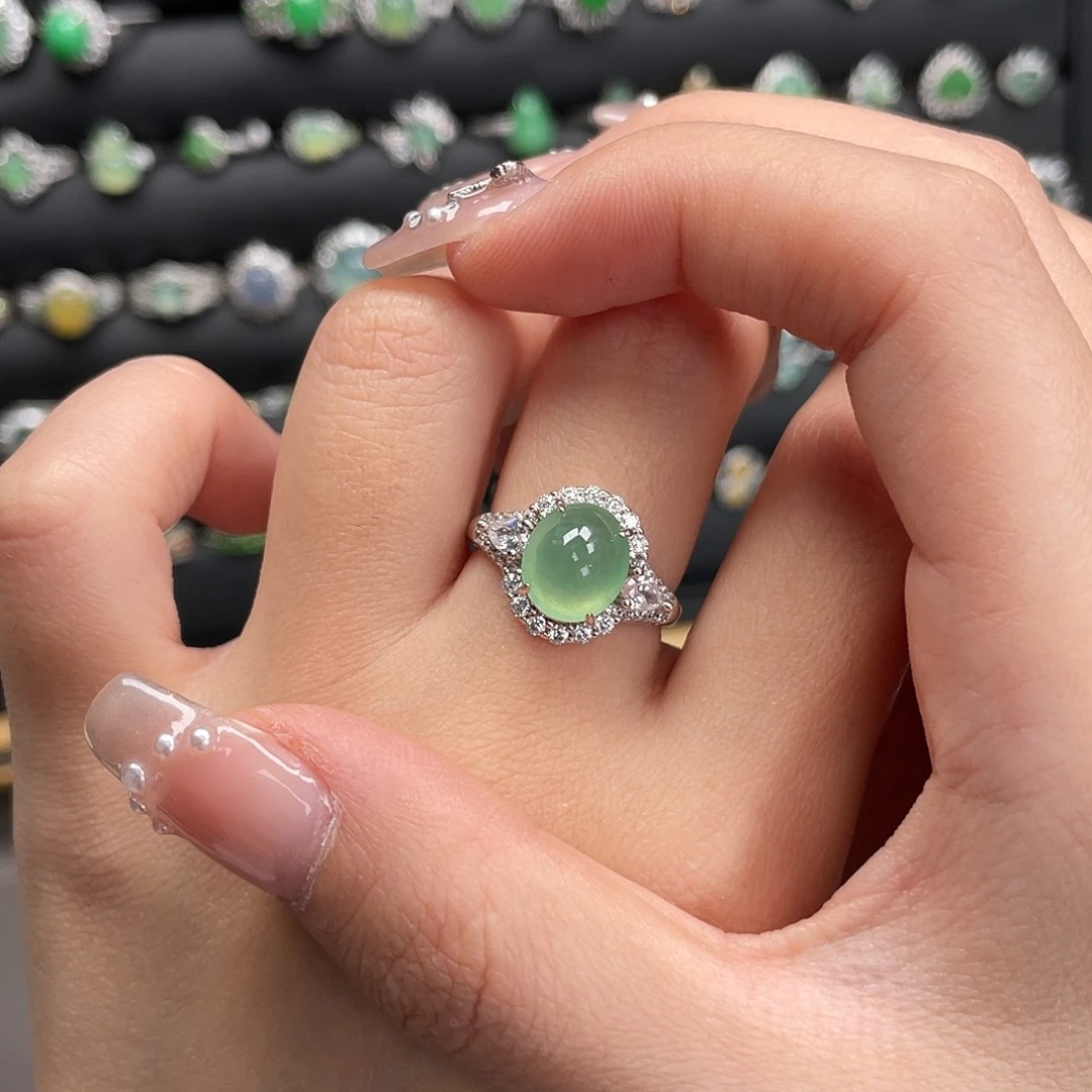 翡翠银S925镶嵌戒指