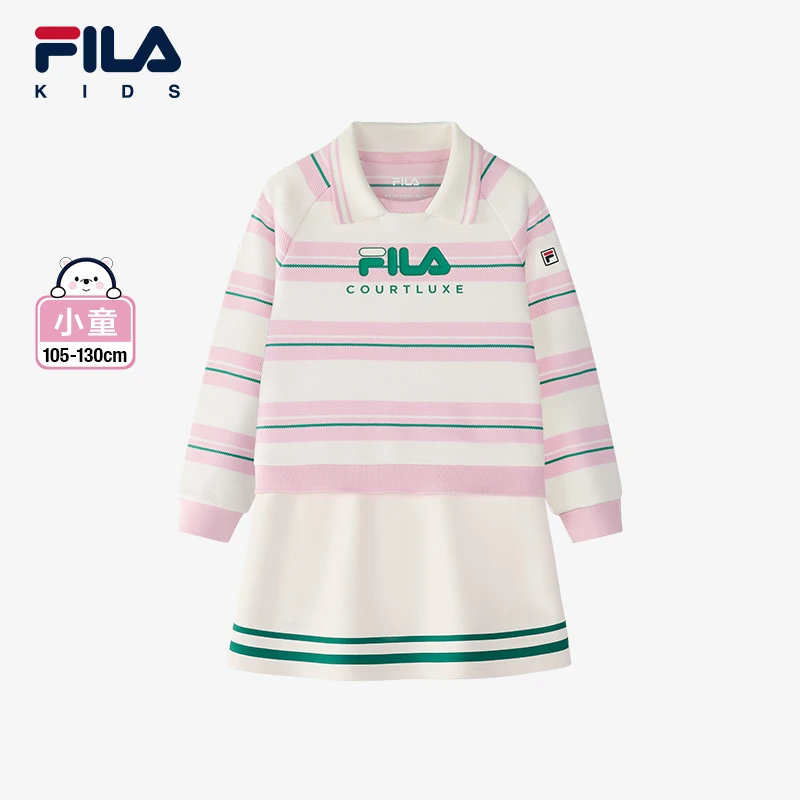 FILA斐乐儿童正品秋季新款女童拜年服连衣裙粉色百搭K11G513305F