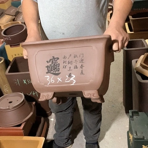 紫砂花盆手工制作
