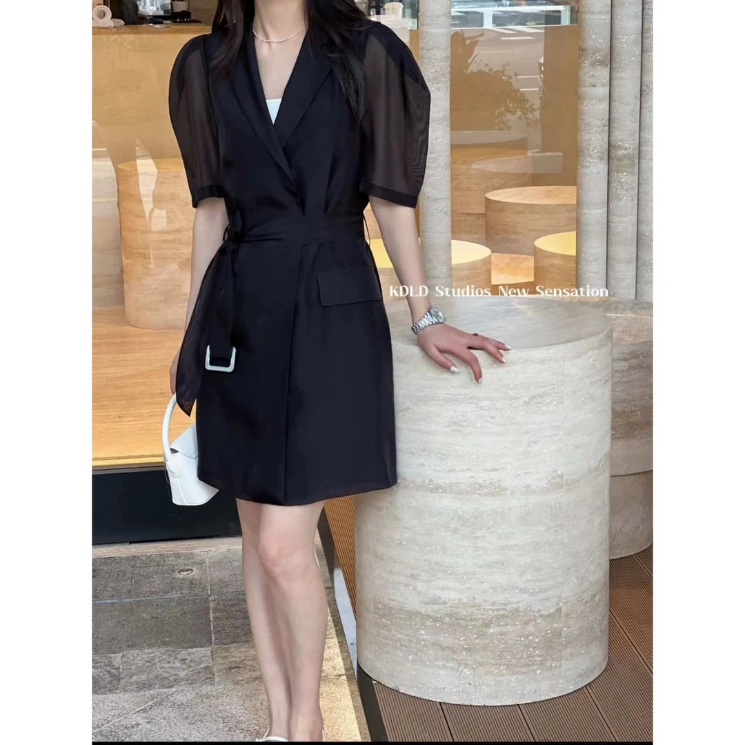 9292黑色翻领连衣裙