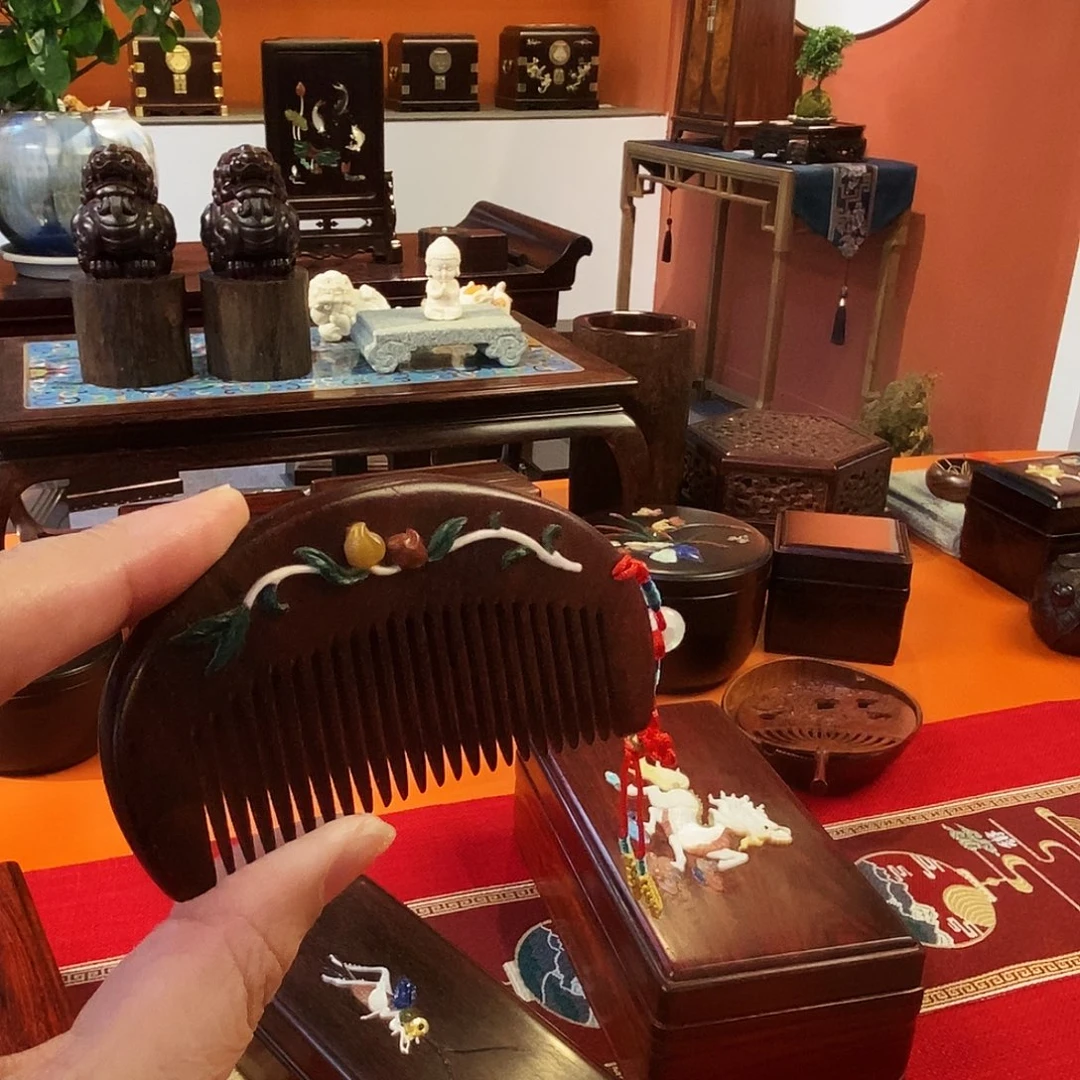 木印度小叶紫檀木梳木梳