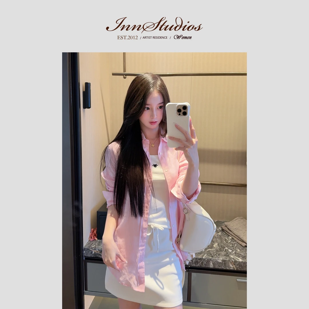 Innstudios 小马刺绣亚麻衬衫