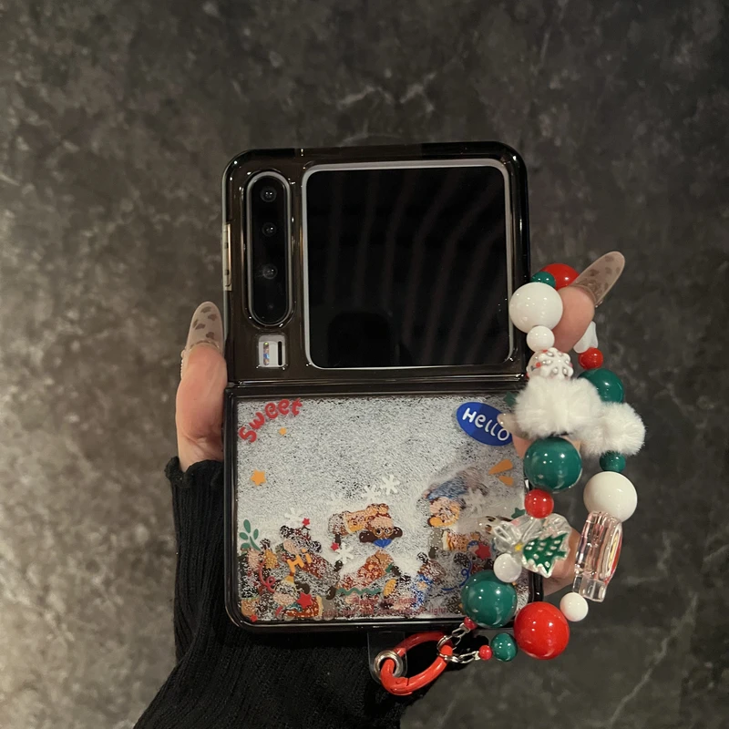 卡通流沙腊肠小狗滑块适用华为PuraX典藏版手机壳Pocket2折叠屏带