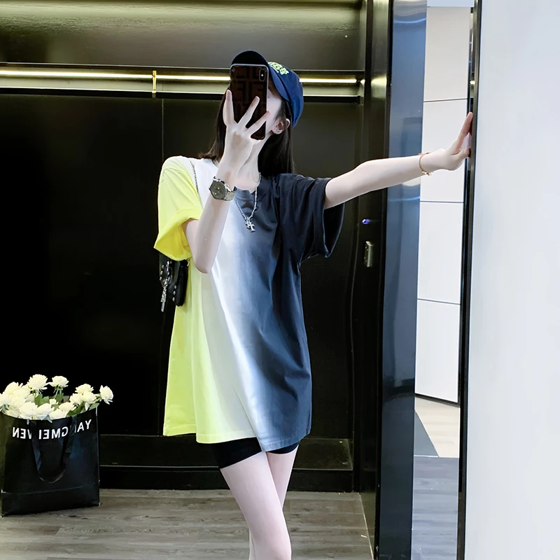 黄色短袖t恤女夏季2025新款纯棉设计感小众别致美式复古独特上衣