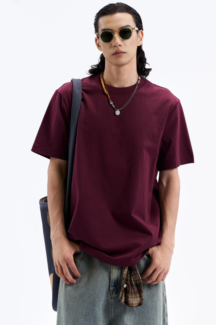 240g  基础百搭纯色休闲圆领短袖T恤  8025