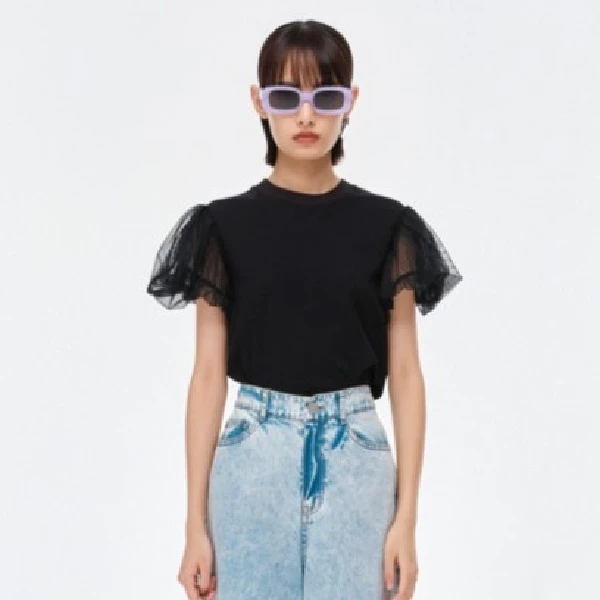 【精选】Marisfroig.SU网纱泡泡袖短袖上衣BACX20257