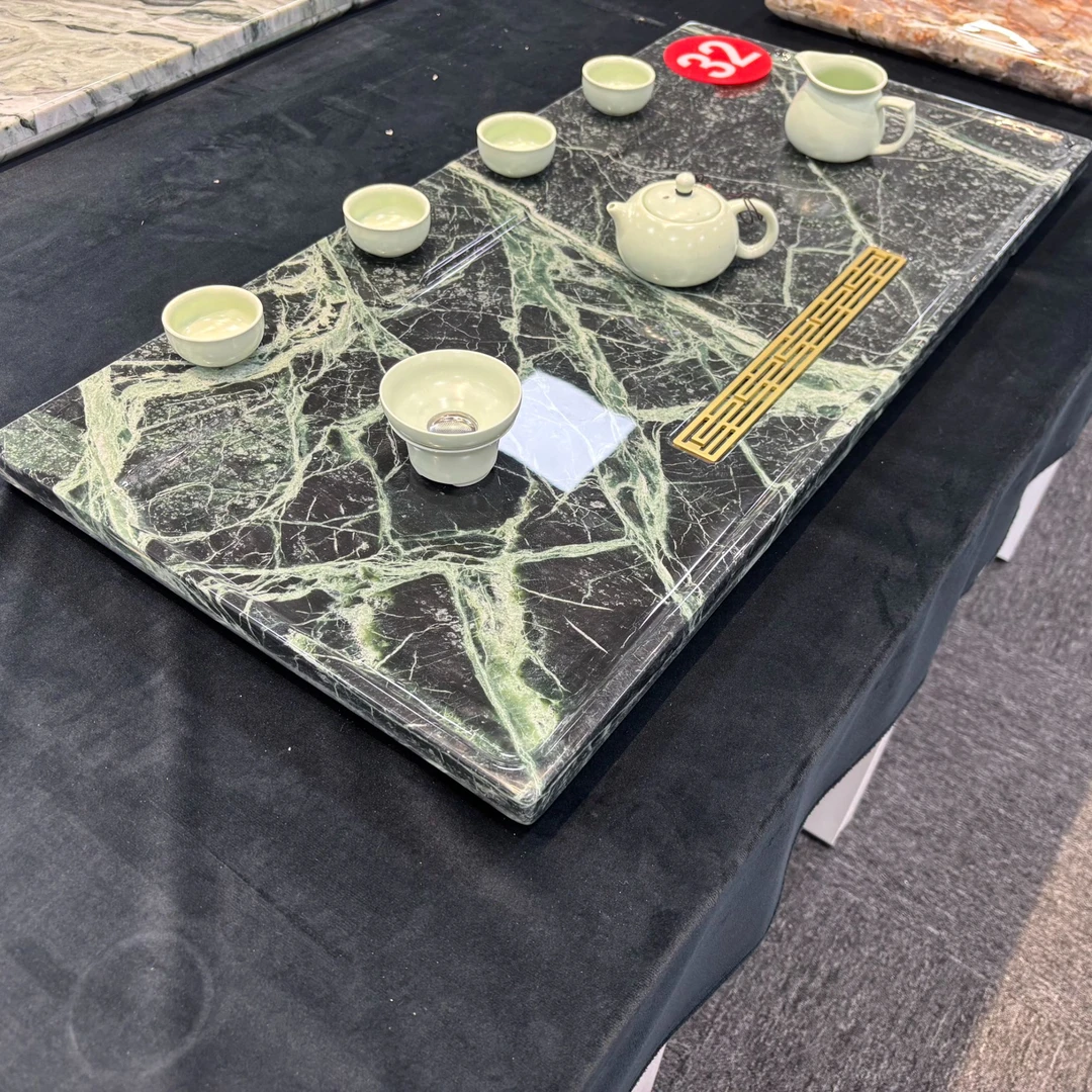 【美斯特专属】普拉达绿奢石茶盘天然进口奢石茶盘湿泡功夫茶盘