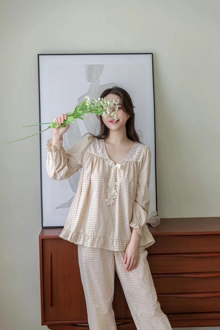 【恩宁家】T2368YQ公主格子棉布家居