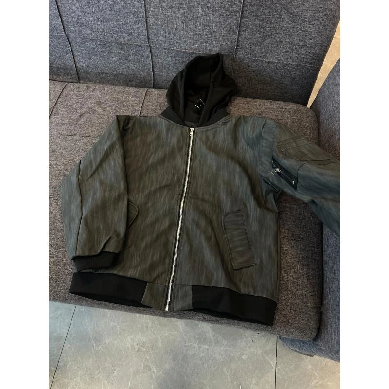 Z36 美式复古飞行员夹克假两件pu皮衣外