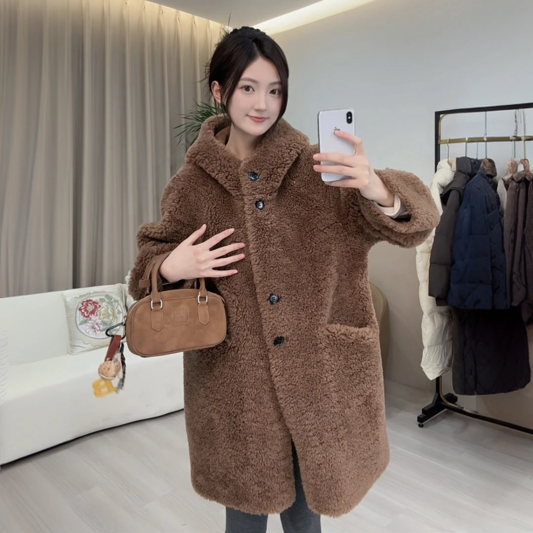 【Hua Ge专享】秋冬百搭宽松网红100%羊休闲风羊羔毛外套 T-8927