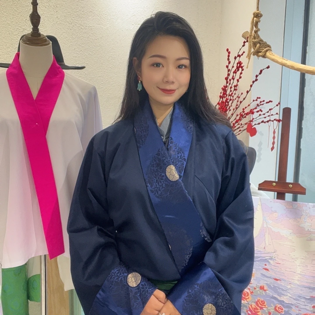 女士藏蓝色藏袍藏服