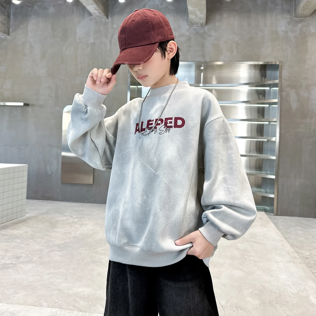 潮酷痞帅童装儿童秋冬款加绒卫衣中大童男童秋冬装衣服2025新款