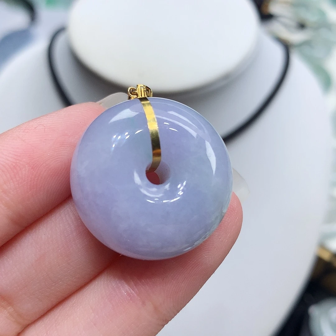 翡翠18K金镶嵌胸饰翡翠1，24.2/12.5