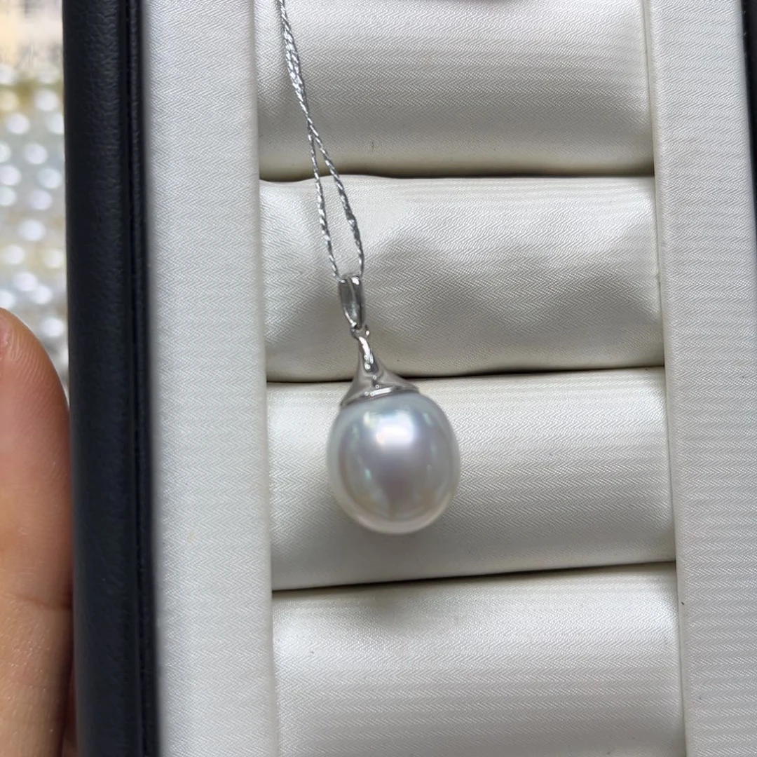 海水珍珠银S925镶嵌吊坠(不含链)12-13mm