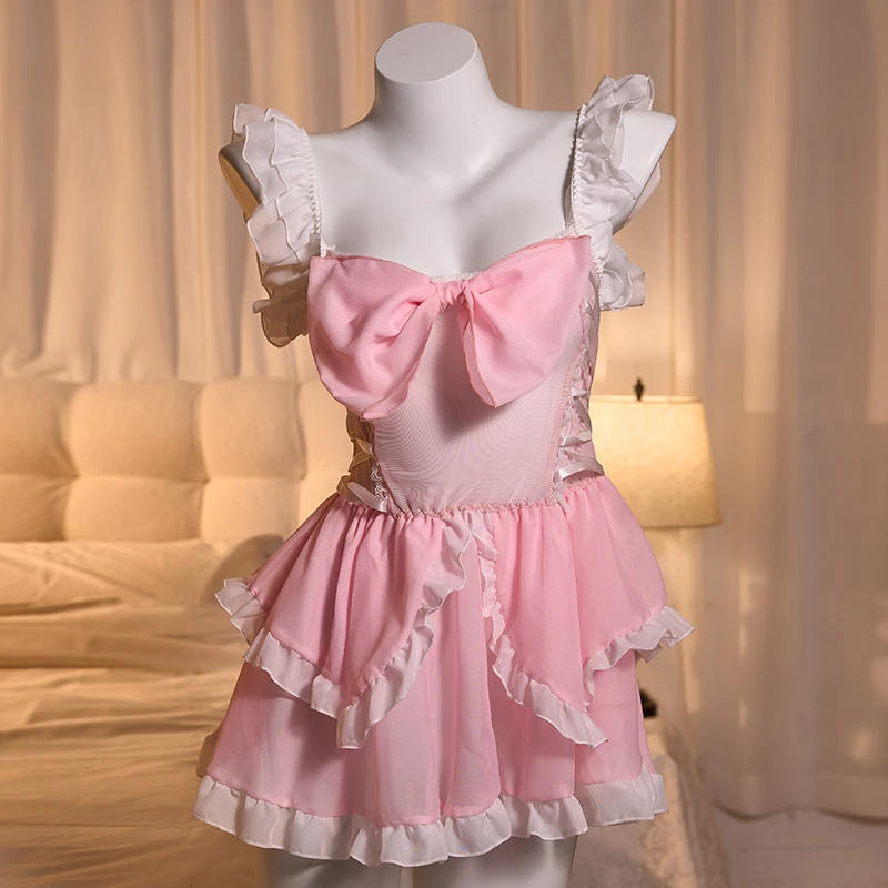 语萱娜【90-220斤】大码女士蕾丝胖妹妹气质连衣裙睡裙1件装AXSQ052