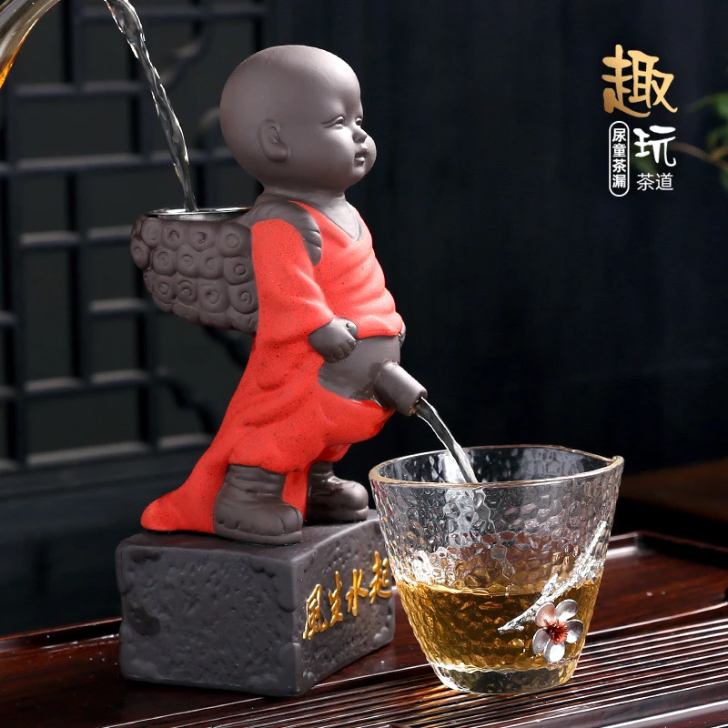 尿童茶宠摆件精品可养撒尿茶童紫砂童子尿小孩尿尿茶壶小和尚茶具