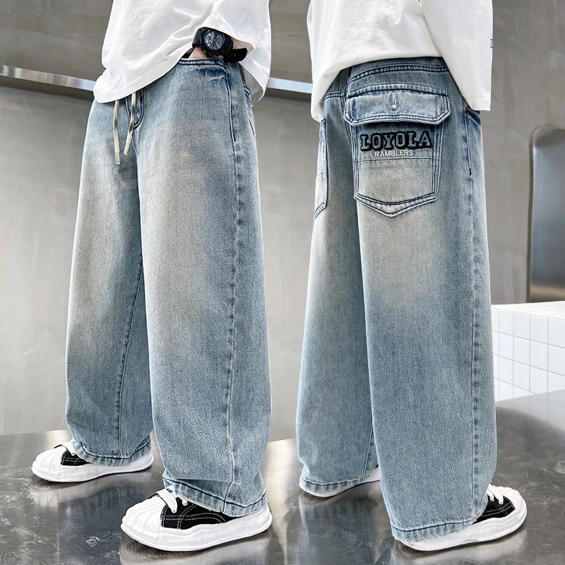 男童牛仔裤春秋款中大童男孩春装裤子2025新款儿童宽松休闲长裤潮