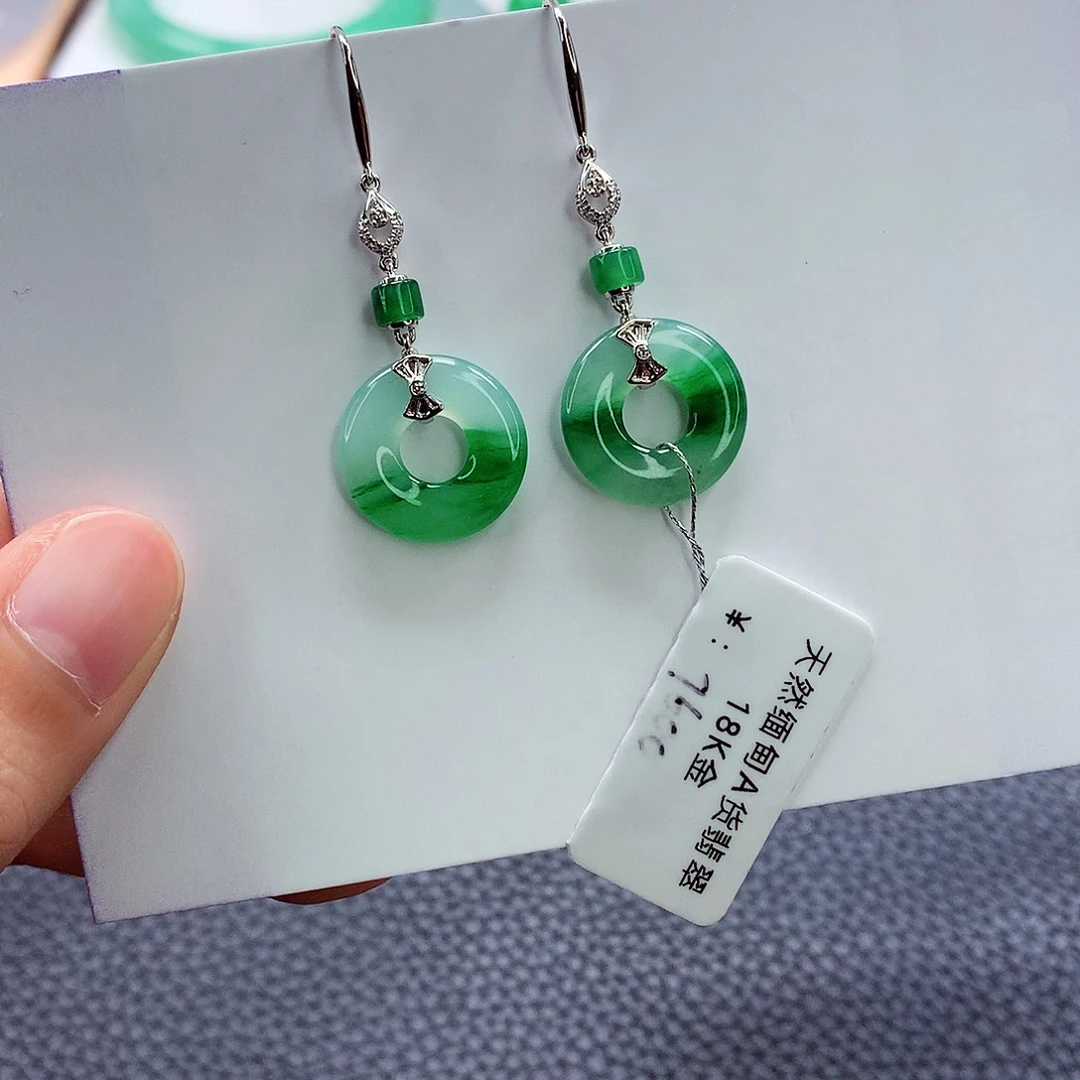 翡翠耳饰18K金镶嵌殷*姐甜甜圈