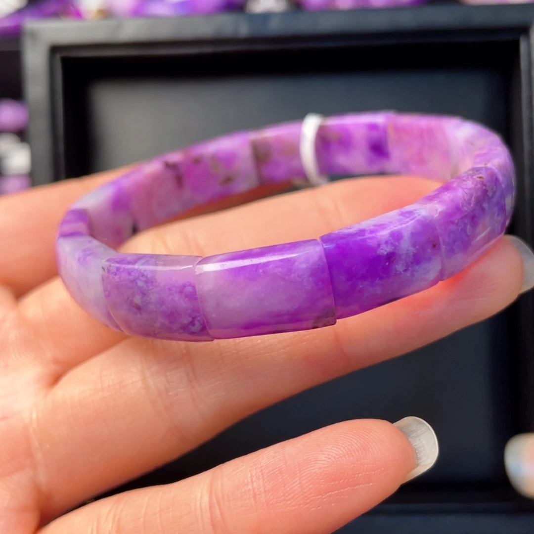 苏纪石（舒俱来）未镶嵌冰透奶昔紫樱镯排