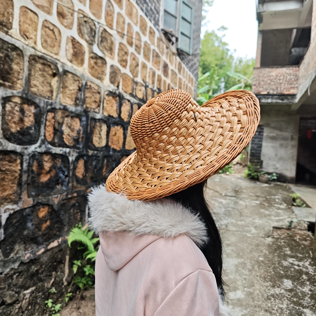 纯手工编织时尚精致防晒男女通用法式大帽檐女遮阳帽斗笠帽子