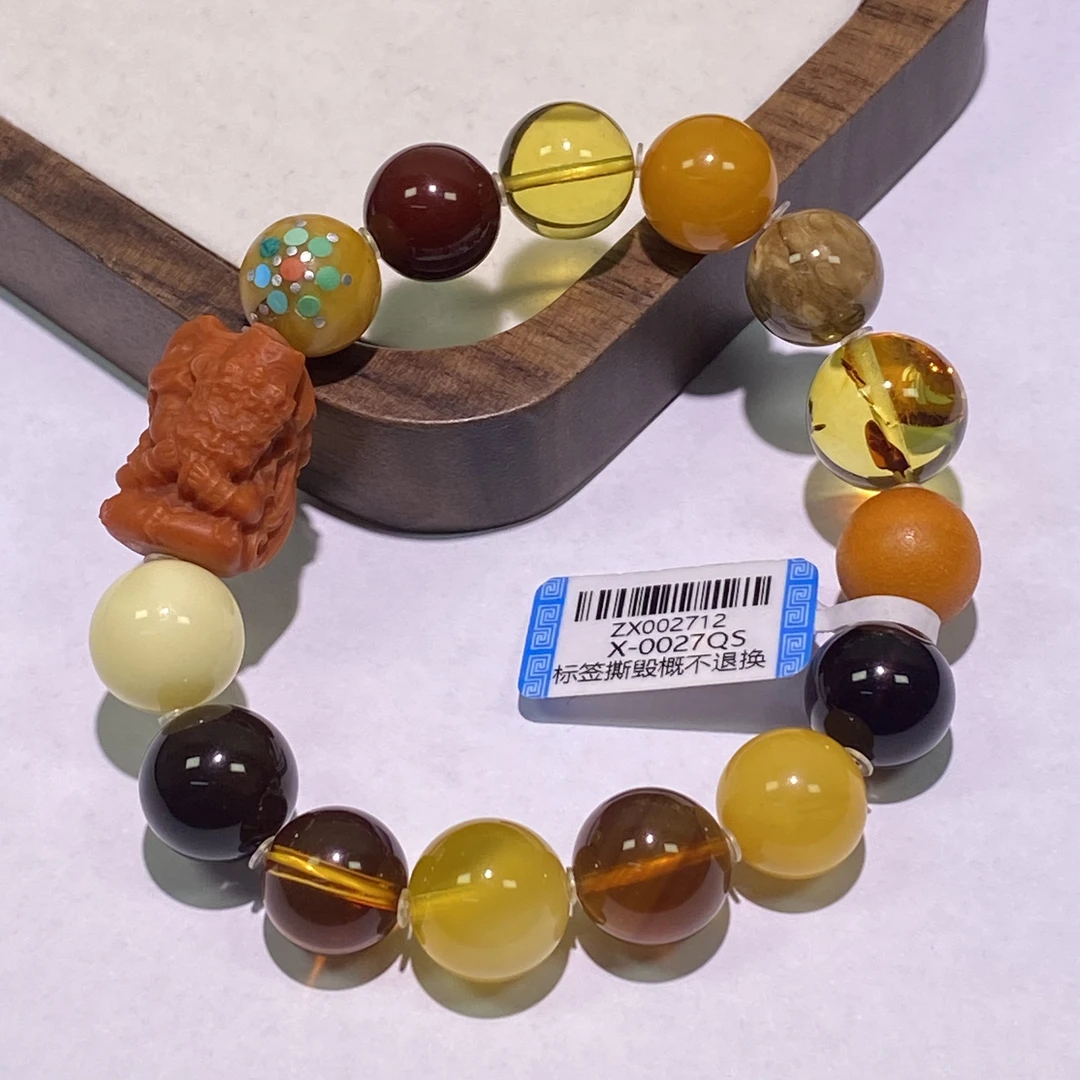 【七七八珠宝】ZX002712蜜蜡多宝手串12mm