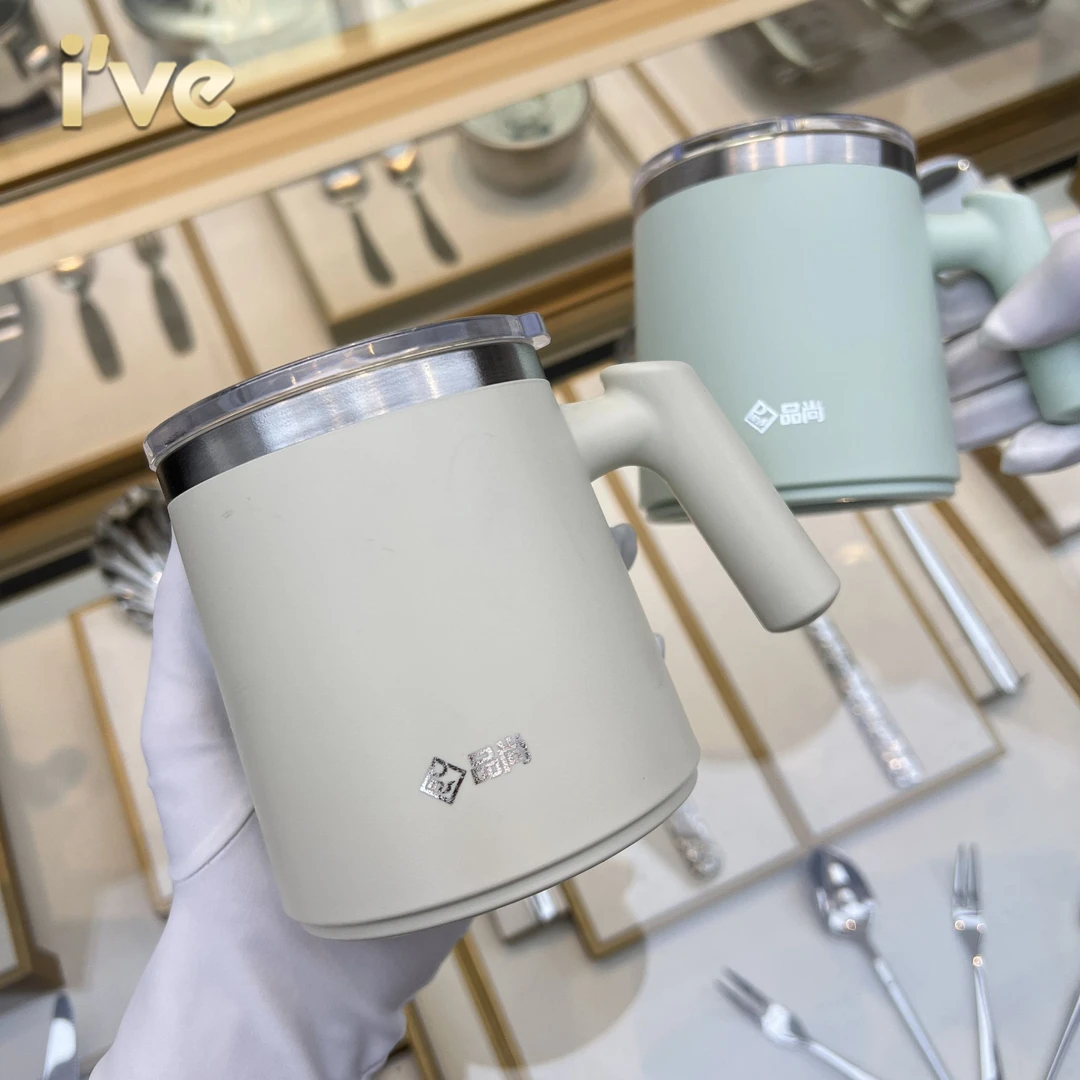 304不锈钢水杯办公室咖啡杯欧式杯子精致轻奢带盖防烫