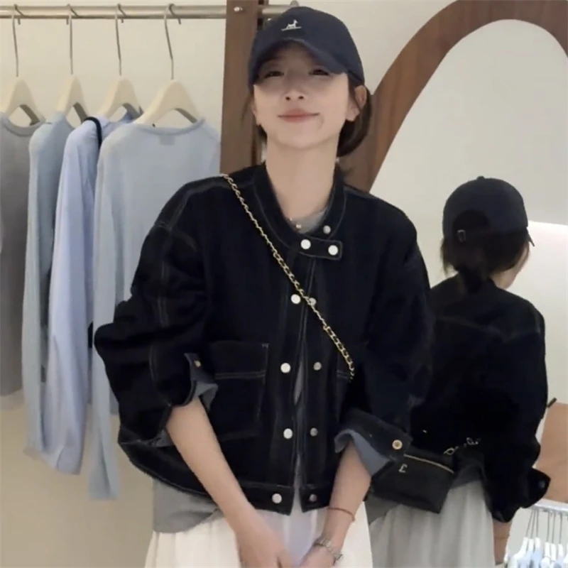 设计感美式短款牛仔外套2025早秋新款复古小个子休闲洋气百搭上衣