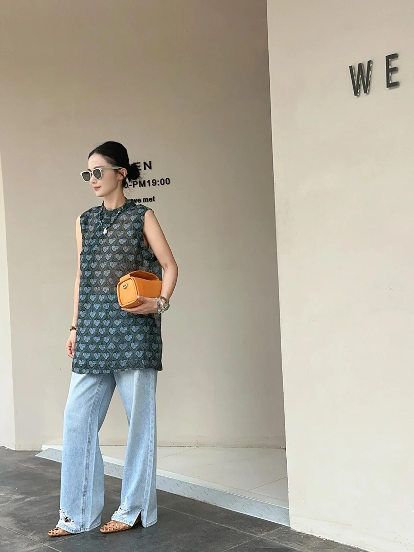 2025夏季新款新中式改良旗袍斜襟立领国风日常通勤上衣百搭牛仔裤