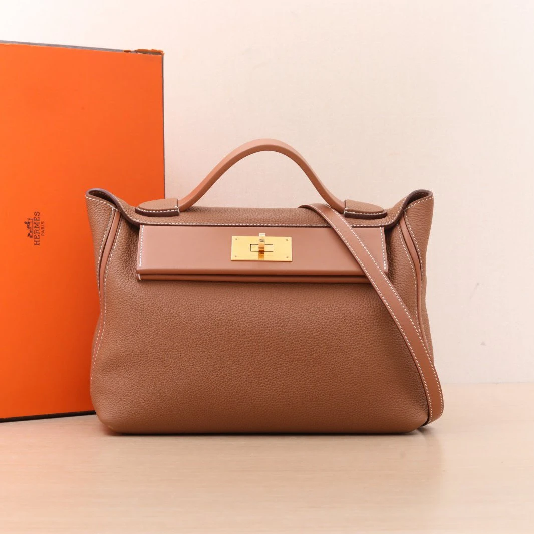 99新 Hermes/爱马仕 【双双】2424 29 37金棕色 Y刻