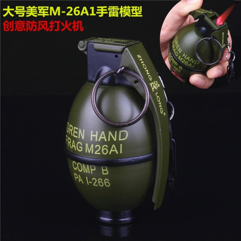 大号金属手雷造型打火机工艺礼品摆件创意个性充气防风打火机