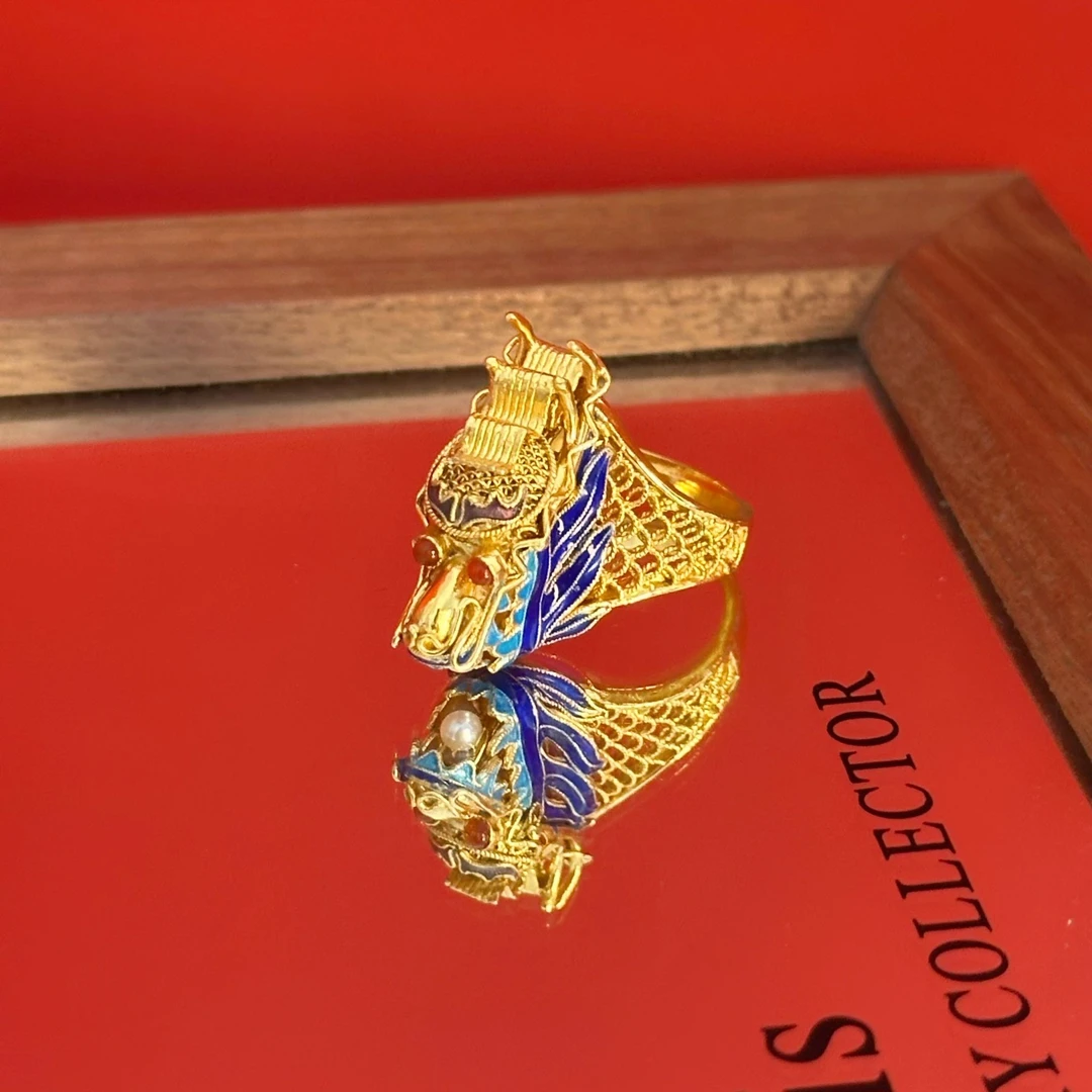 顺钦银楼 925银戒指 【金麟戒指】S925银国风龙头精致戒指