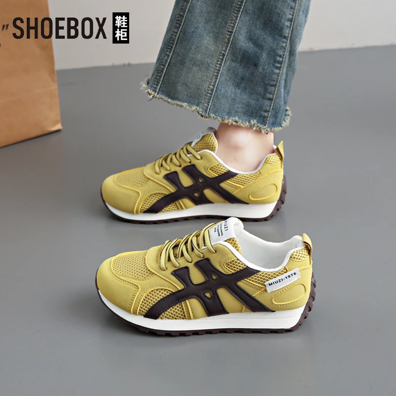 SHOEBOX鞋柜2025夏流行厚底休闲阿甘鞋软底透气百搭德训鞋子女