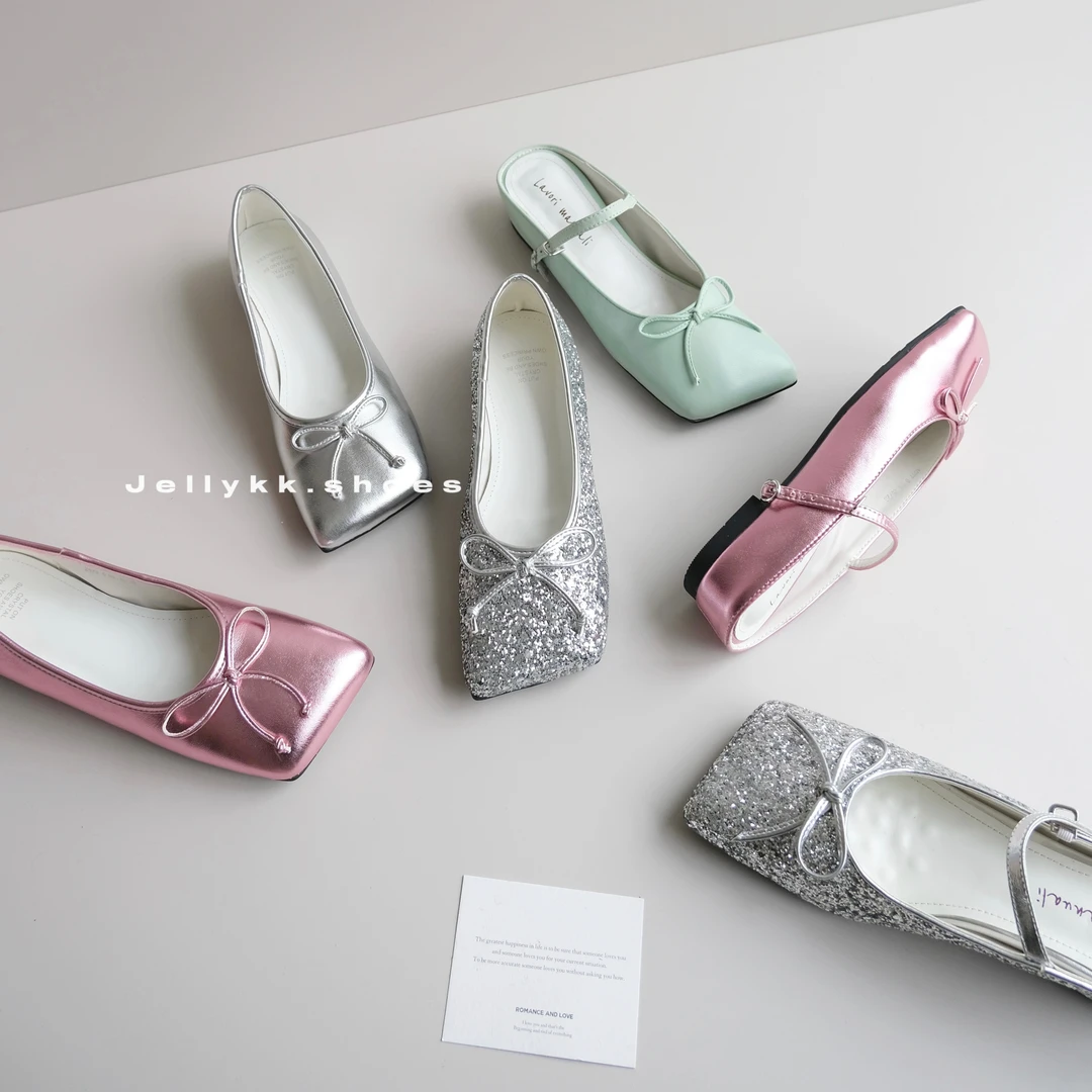 【Jellykk】3-4cm2025春季新品斜方头设计师款时装博主风百搭单鞋